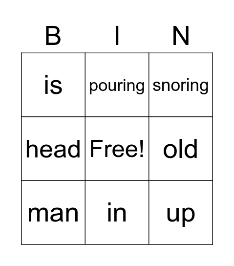 It's Raining, It's Pouring Bingo Card