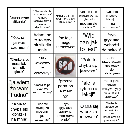 jebac wszystkie 60 Bingo Card