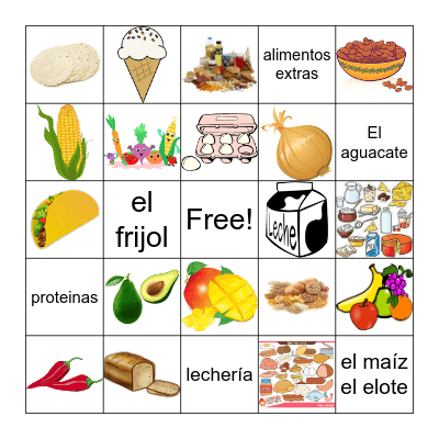 G5 U1 Foods Bingo Card