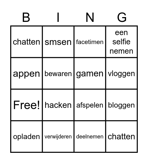 doe-woorden veilig internet Bingo Card