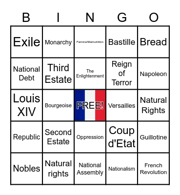 French Revolution Bingo Card