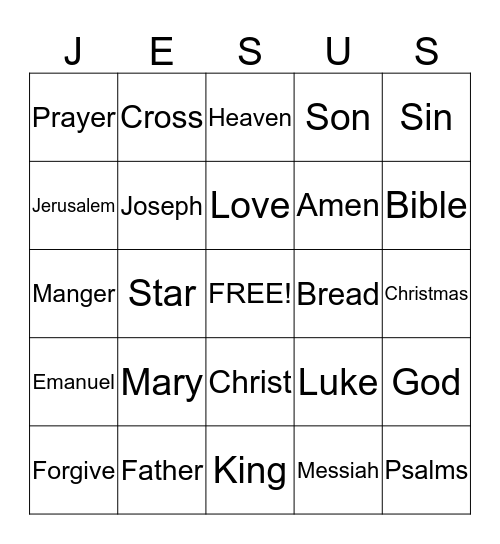 JESUS Bingo Card