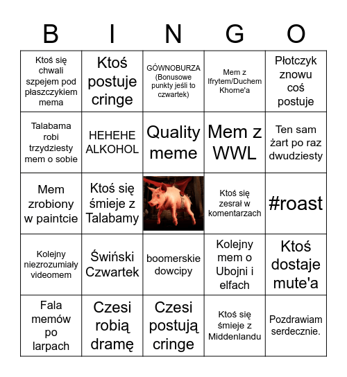 Pigmarowe Bingo Card