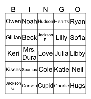 Happy Valentine's Day Bingo Card