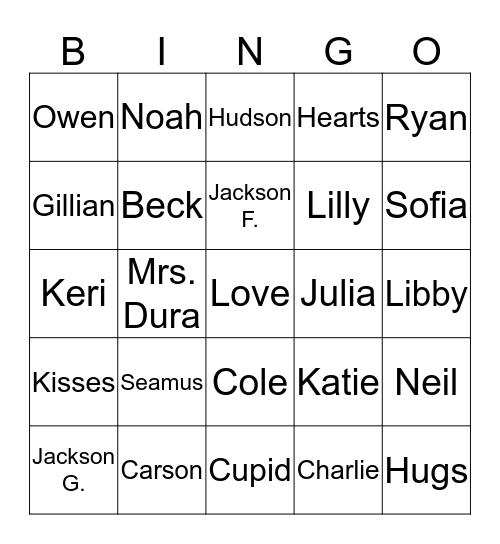 Happy Valentine's Day Bingo Card