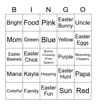 Easter Bingo Card