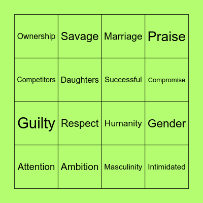 We Should All Be Feminists Bingo Card