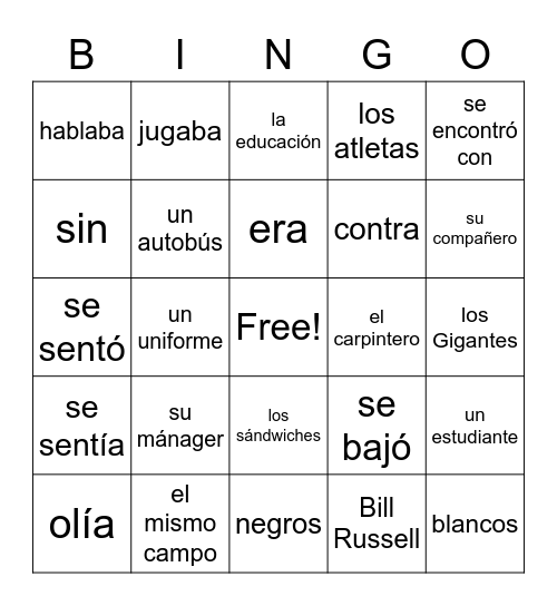 Felipe Alou Bingo Card