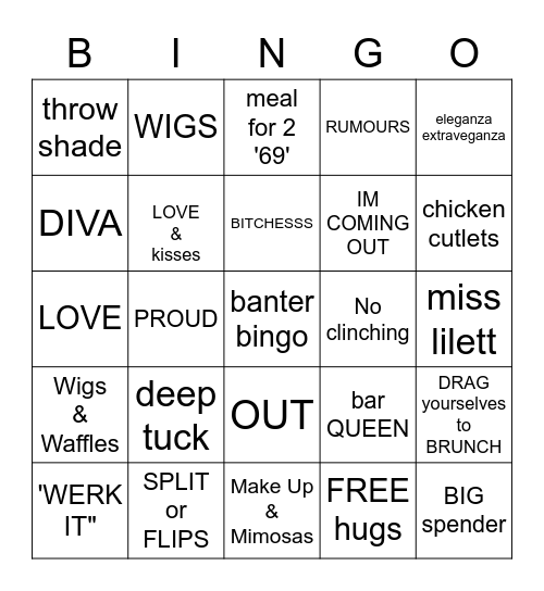 Drag Bingo Card
