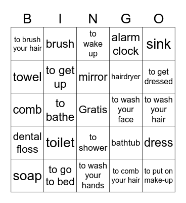 Reflexives/Personal Items Bingo Card