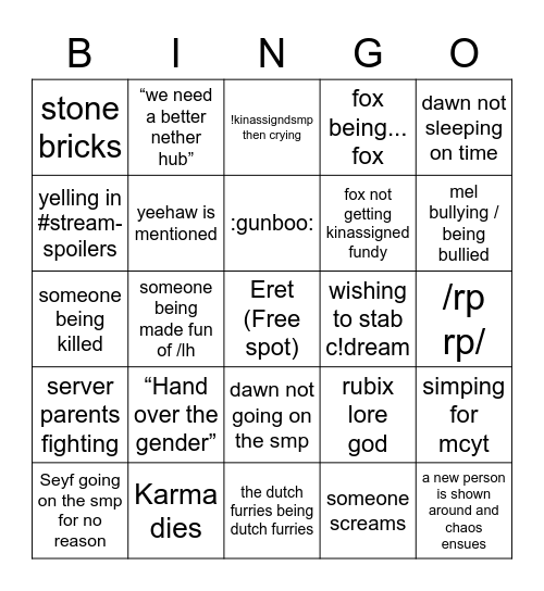 EC (SMP) Bingo! Bingo Card