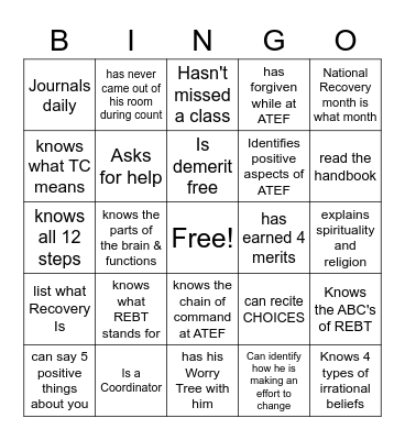 Meth Matrix BINGO Card
