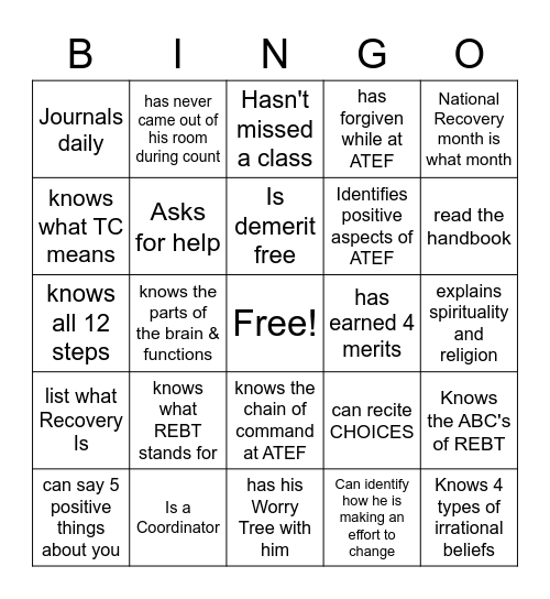 Meth Matrix BINGO Card