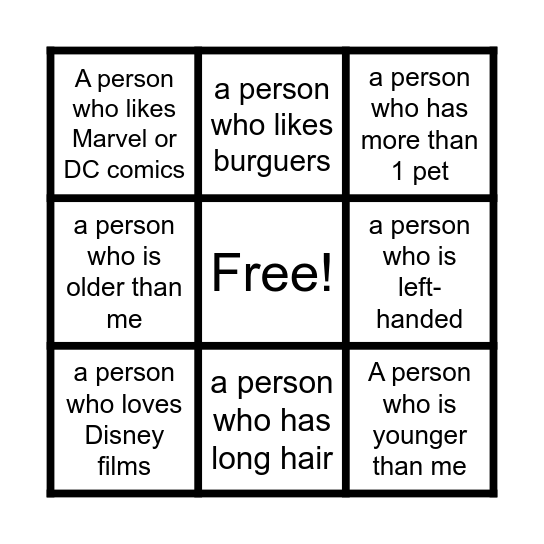 Knowing you, knowing me Bingo Card