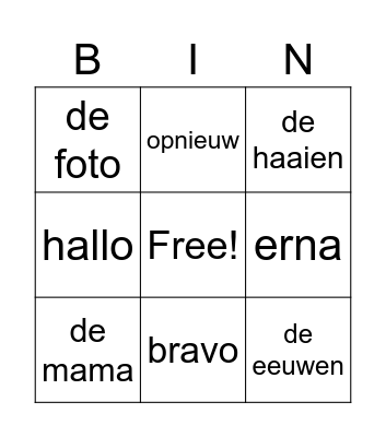 Woordpakket 22 Bingo Card