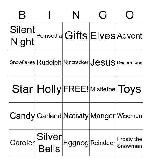 CHRISTMAS Bingo Card