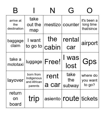 Going to trip Bingo Card