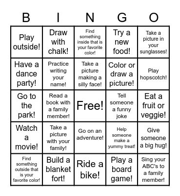 Spring Break Bingo!! Bingo Card