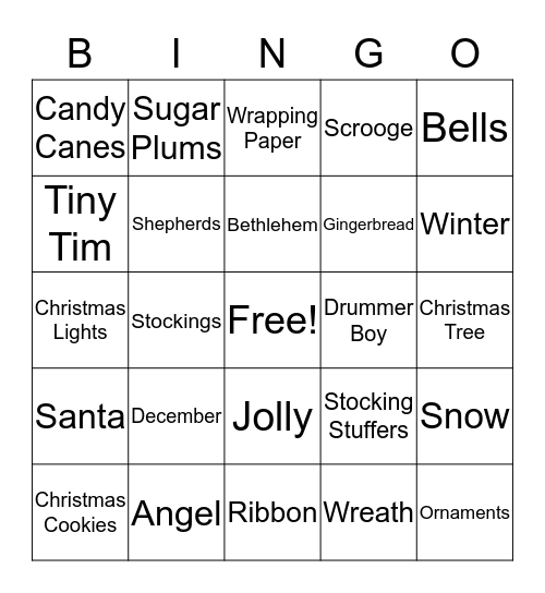 CHRISTMAS Bingo Card