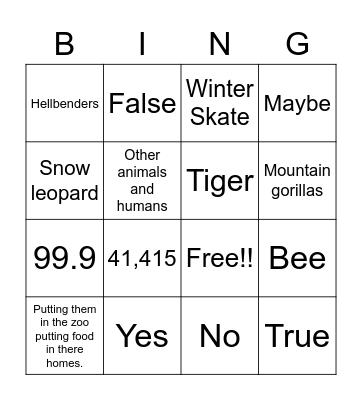 Josie Wampler Bingo Card