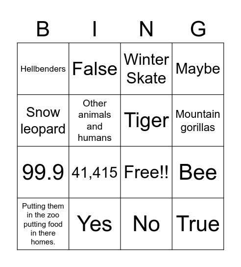 Josie Wampler Bingo Card