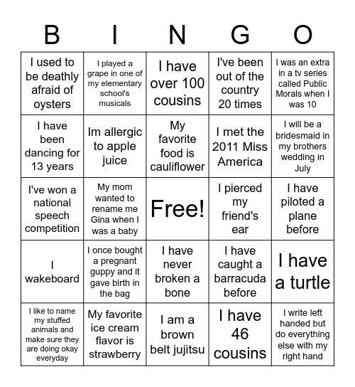 Bingo Board #3 Bingo Card