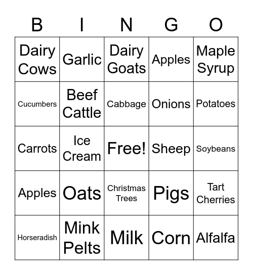 Wisconsin Ag Products Bingo Card