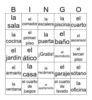 El Hogar Bingo Card
