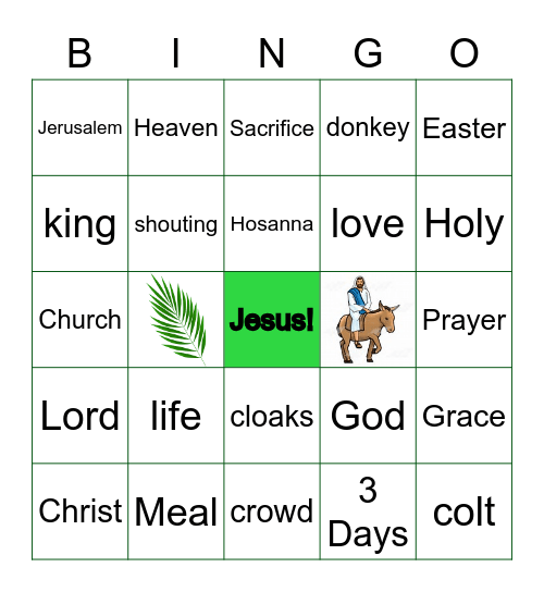 Palm Sunday Bingo Card