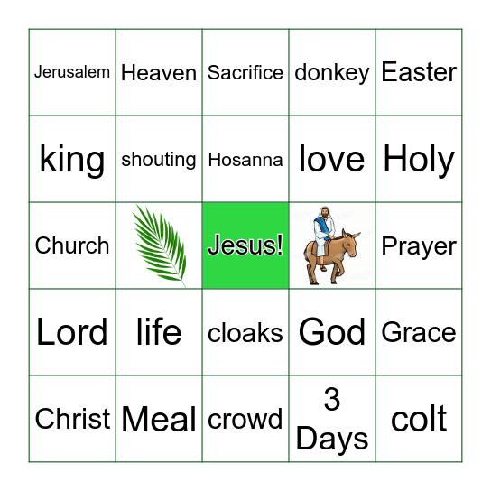 Palm Sunday Bingo Card