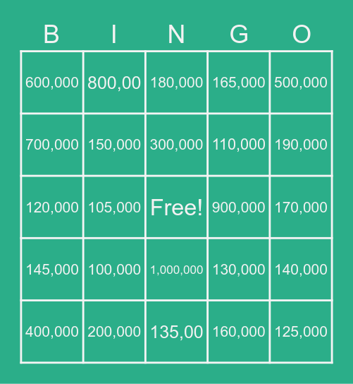 Rounding to the Hundred Thousands Bingo Card