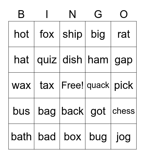 Bingo with Mr C Bingo Card