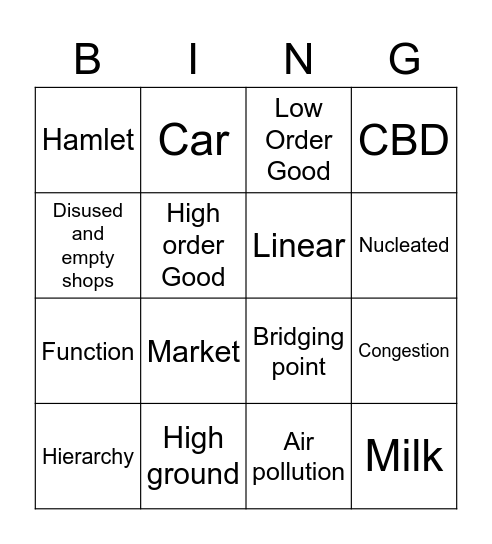 Settlement Bingo Card