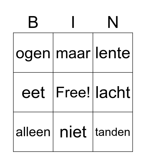 Het is altijd lente Bingo Card