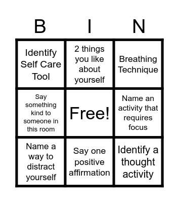 SELF LOVE Bingo Card