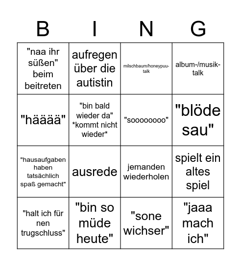 Basti Bingo Card