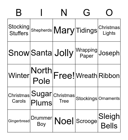 CHRISTMAS Bingo Card