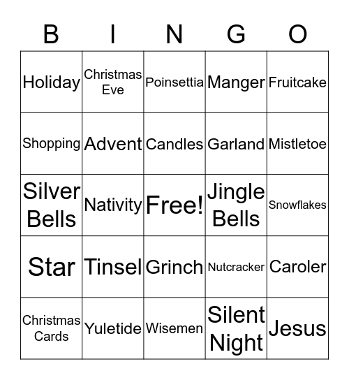 CHRISTMAS Bingo Card