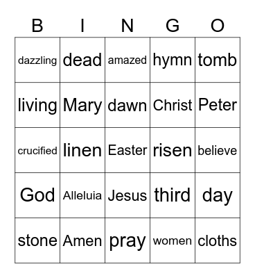 Easter - Luke 24:1-12 Bingo Card