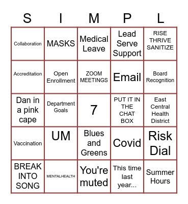 ESU 7 BINGO Card