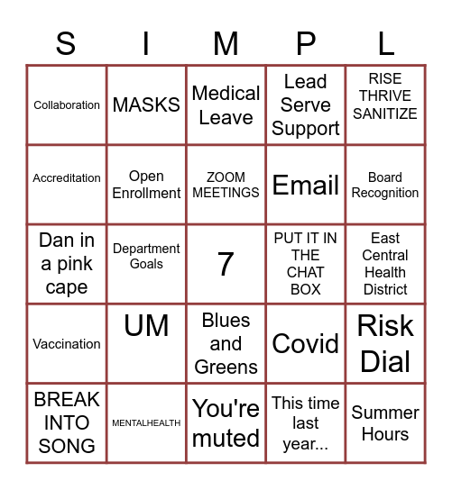 ESU 7 BINGO Card