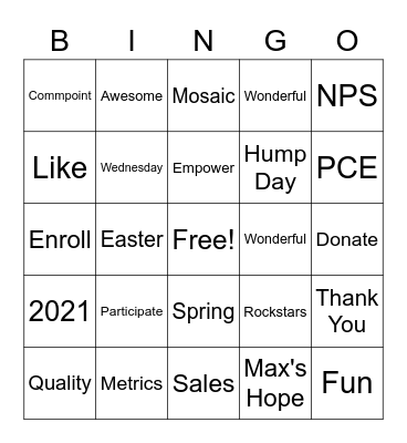 Bingo Time Bingo Card