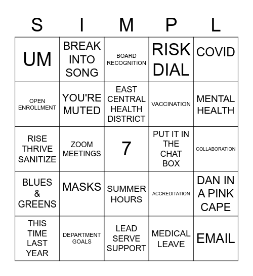 ESU 7 Bingo Card