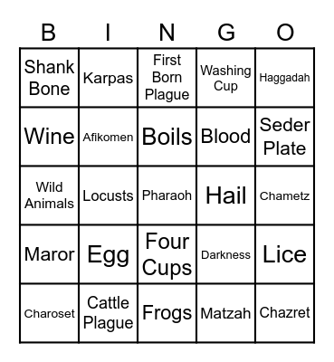 Passover Bingo Card