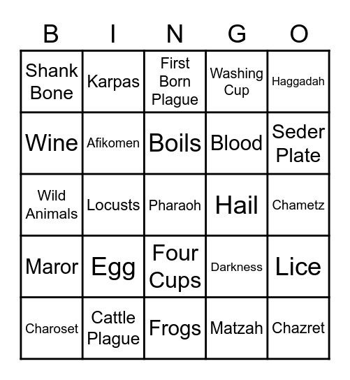 Passover Bingo Card