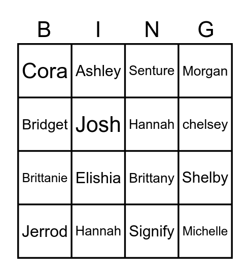 Team 10 Bingo Card