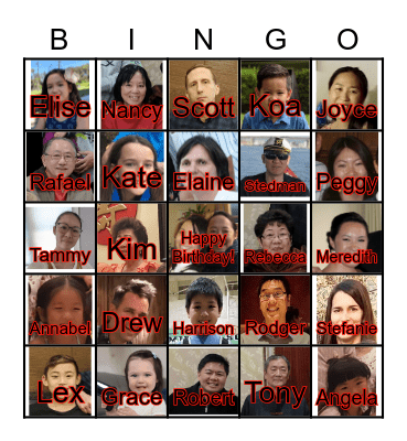 Sophia & Tina's Birthday Bingo Card