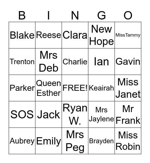 Dillsburg SOS 2015 Bingo Card