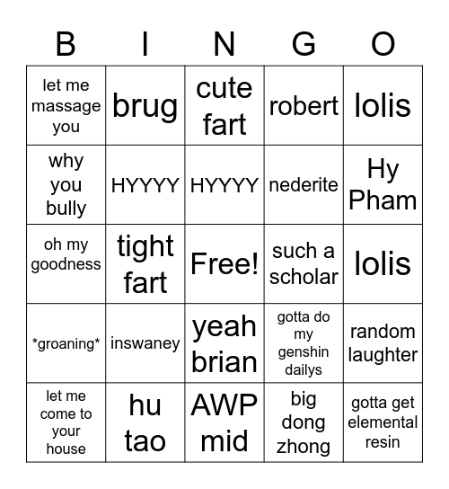 roger bingo Card