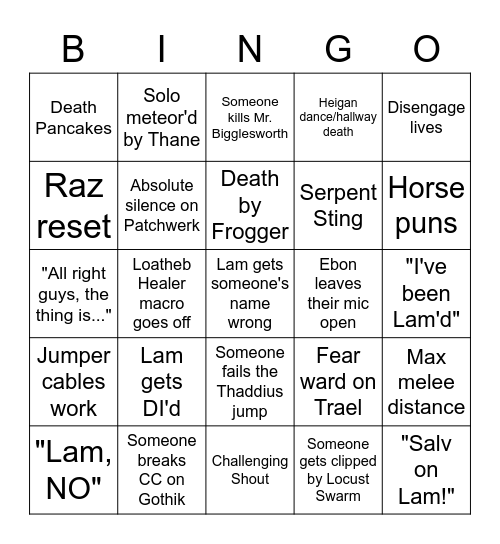 Bingo #2: Naxx Boogaloo Bingo Card